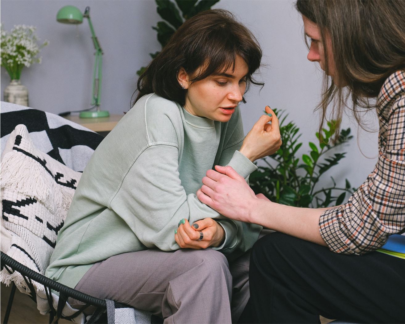 A counsellor supporting a teenager