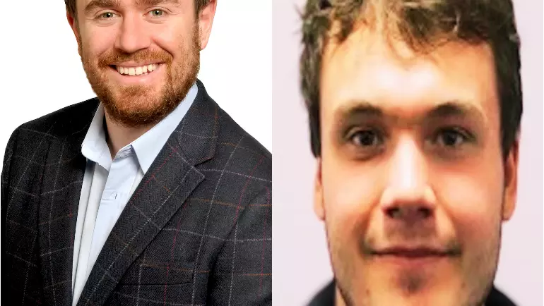 Benjamin Scher on the left is has short ginger hair wearing a dark blue suit jacket and  Guillaume Paugam with short brown hair smiling at the camera.