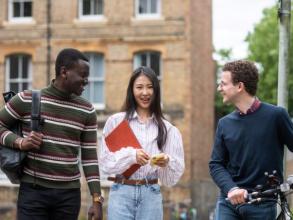 DSPI undergraduate students walking along the street near Barnett House